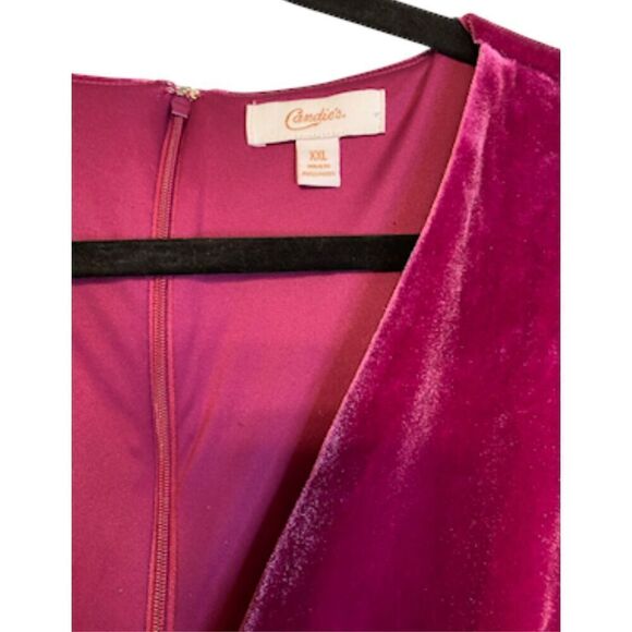 Candie’s Velvet Long Sleeve V-Neck Romper Fuchsia Sz. XXL Party Plus - Picture 7 of 9